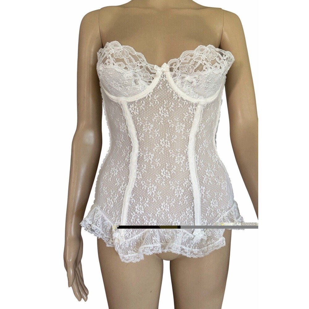 1950's White Lace Garden Corset By Glydans Made In USA 32 Style 3044 RARE SEXY